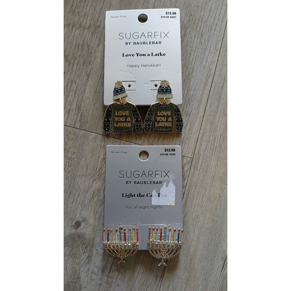 Sugarfix by Baublebar Earring LOT OF 2 Hanukkah Menorah & Latke A